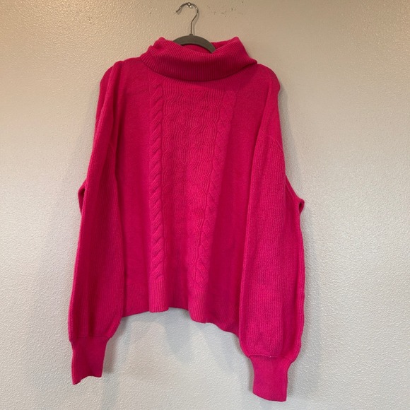 Caslon Sweaters - Caslon Hot Pink Cable Knit Turtleneck Oversized Sweater Women's XL